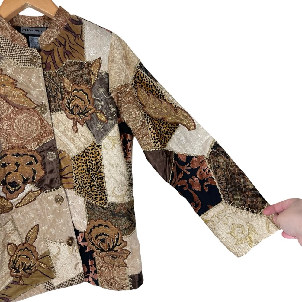 Indigo Moon Patchwork Jacket Women’s Size Medium … - image 4